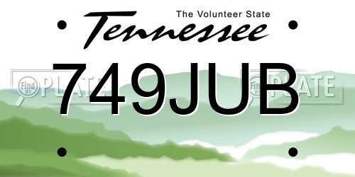 749JUB Tennessee License Plate