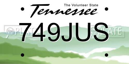 749JUS Tennessee License Plate