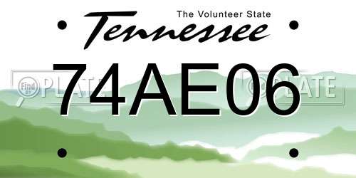 74AE06 Tennessee License Plate