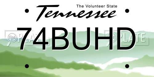 74BUHD Tennessee License Plate