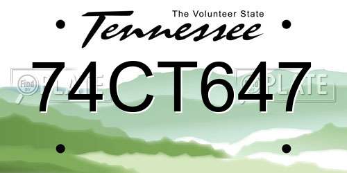 74CT647 Tennessee License Plate