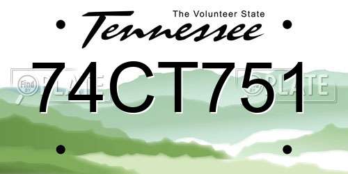 74CT751 Tennessee License Plate