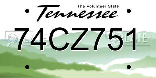 74CZ751 Tennessee License Plate