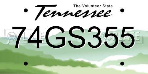 74GS355 Tennessee License Plate