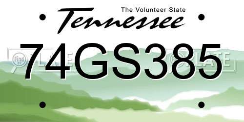 74GS385 Tennessee License Plate