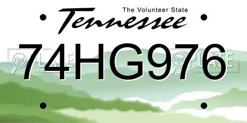 74HG976 Tennessee License Plate