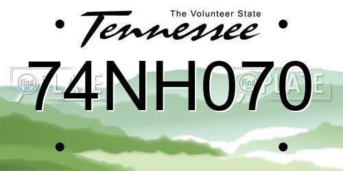 74NH070 Tennessee License Plate