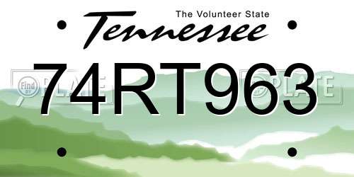 74RT963 Tennessee License Plate