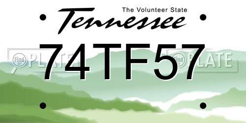74TF57 Tennessee License Plate