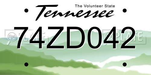 74ZD042 Tennessee License Plate