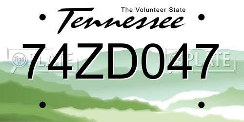 74ZD047 Tennessee License Plate
