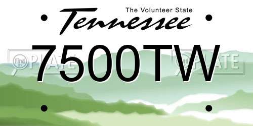 7500TW Tennessee License Plate
