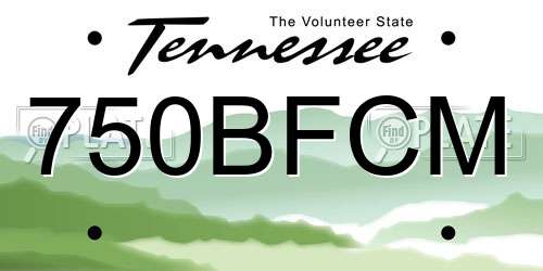 750BFCM Tennessee License Plate