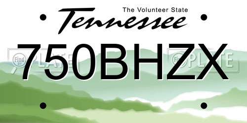 750BHZX Tennessee License Plate