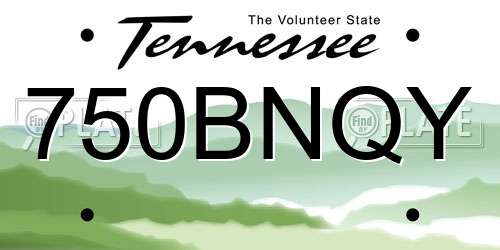 750BNQY Tennessee License Plate