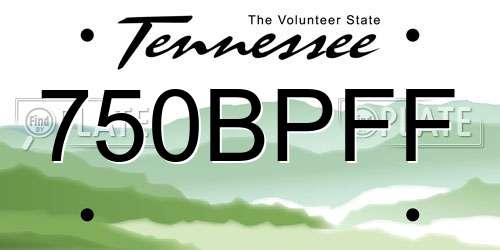 750BPFF Tennessee License Plate