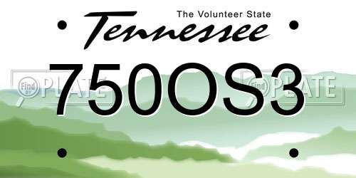 750OS3 Tennessee License Plate