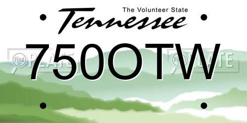 750OTW Tennessee License Plate