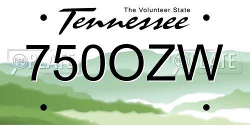 750OZW Tennessee License Plate