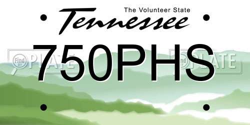 750PHS Tennessee License Plate