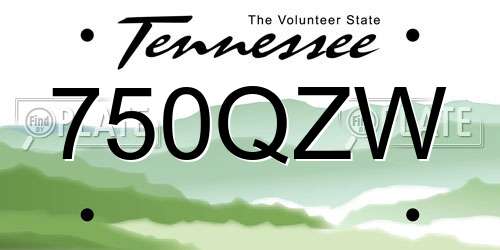 750QZW Tennessee License Plate