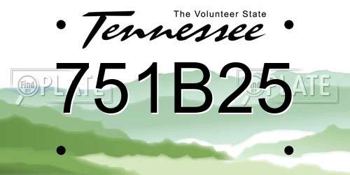 751B25 Tennessee License Plate