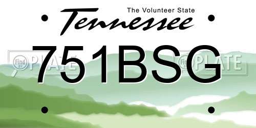 751BSG Tennessee License Plate
