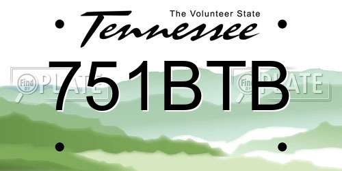 751BTB Tennessee License Plate