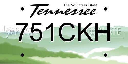 751CKH Tennessee License Plate