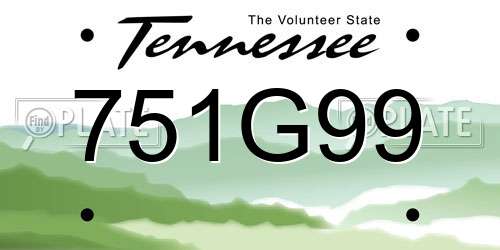 751G99 Tennessee License Plate