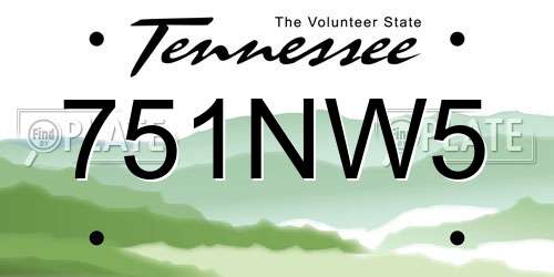 751NW5 Tennessee License Plate