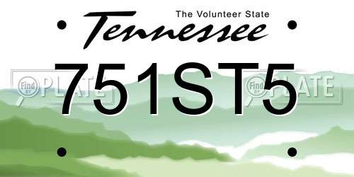 751ST5 Tennessee License Plate