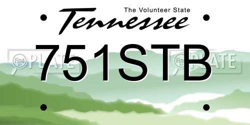 751STB Tennessee License Plate