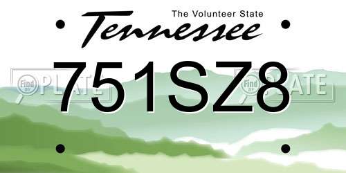 751SZ8 Tennessee License Plate