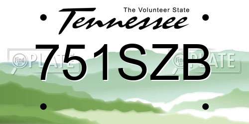 751SZB Tennessee License Plate