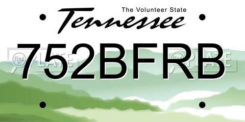 752BFRB Tennessee License Plate