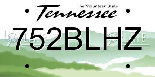 752BLHZ Tennessee License Plate