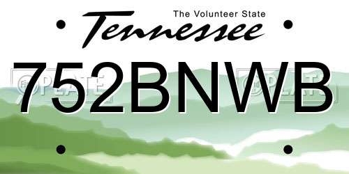 752BNWB Tennessee License Plate