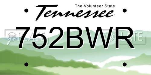 752BWR Tennessee License Plate