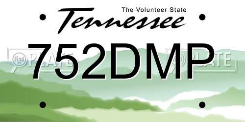 752DMP Tennessee License Plate