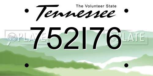752I76 Tennessee License Plate