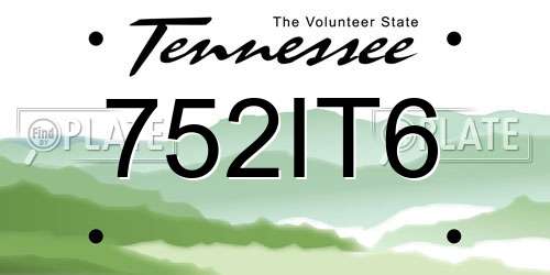 752IT6 Tennessee License Plate