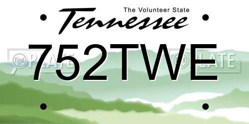 752TWE Tennessee License Plate