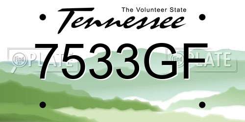 7533GF Tennessee License Plate