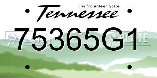 75365G1 Tennessee License Plate