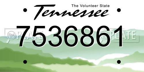7536861 Tennessee License Plate