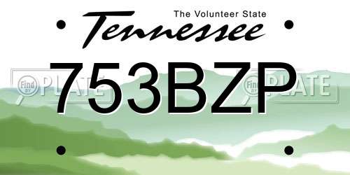753BZP Tennessee License Plate
