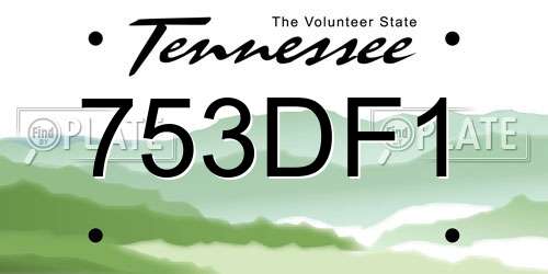 753DF1 Tennessee License Plate
