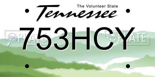 753HCY Tennessee License Plate