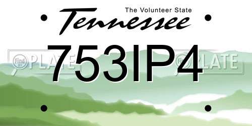 753IP4 Tennessee License Plate